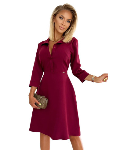 SANDY -  Robe chemise évasée -  bordeaux  -  286-5 