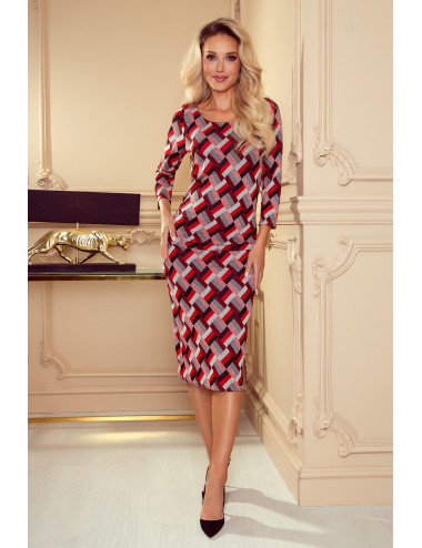 Robe pull - chevrons noir et rouge 