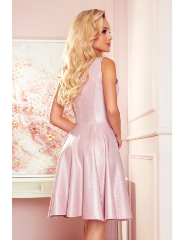 Robe évasée - décolleté coeur - ROSE POUDRE A PAILLETTES 