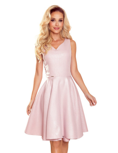 Robe évasée - décolleté coeur - ROSE POUDRE A PAILLETTES 