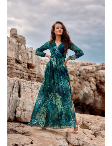 Robe longue à motifs avec un noeud au dos 