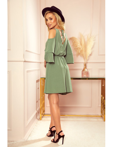 MARINA Robe aérienne avec un décolleté - Couleur OLIVE 