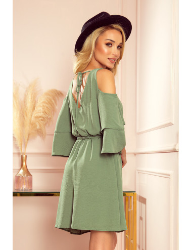 MARINA Robe aérienne avec un décolleté - Couleur OLIVE 