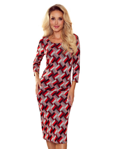 Robe pull - chevrons noir et rouge 