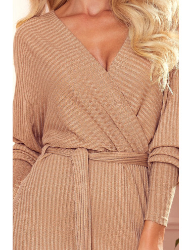 Robe pull enveloppe à nouer - RAYURES BEIGE 