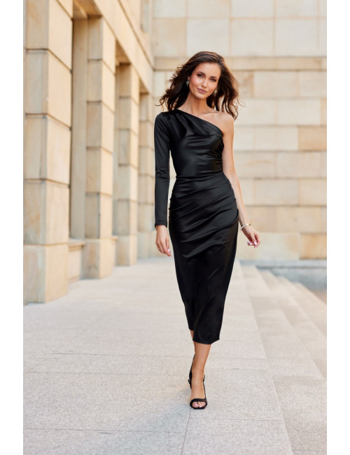 Virginia - robe midi en satin avec une manche longue