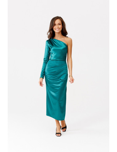 Virginia - robe midi en satin avec une manche longue 