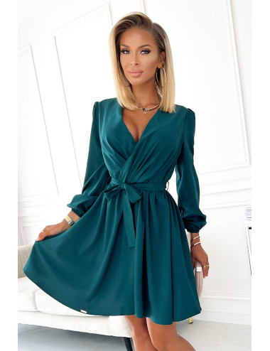 BINDY Robe féminine avec un décolleté - VERT BOUTEILLE 