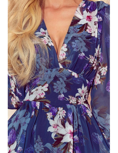 FRANCES - robe en mousseline avec un décolleté - bleu marine à fleurs 