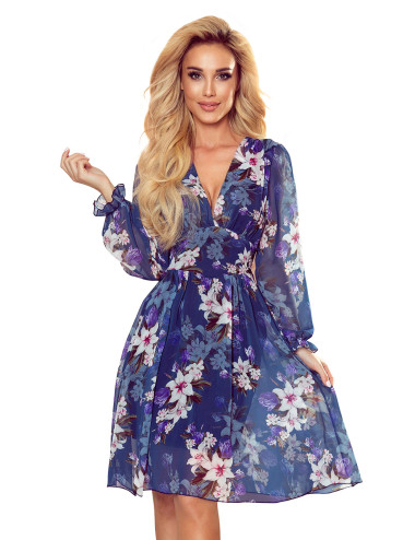 FRANCES - robe en mousseline avec un décolleté - bleu marine à fleurs 