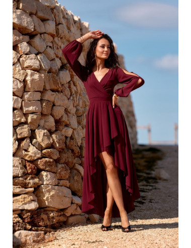 Romee - robe asymétrique à manches longues 