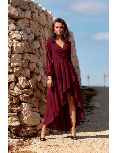 Romee - robe asymétrique à manches longues 