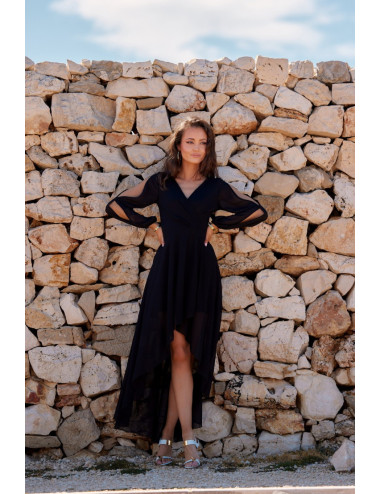 Romee - robe asymétrique à manches longues 