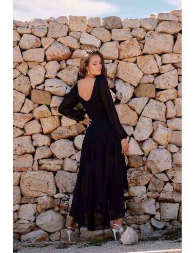 Romee - robe asymétrique à manches longues 