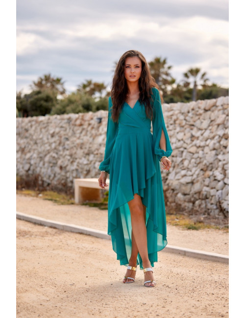 Romee - robe asymétrique à manches longues 