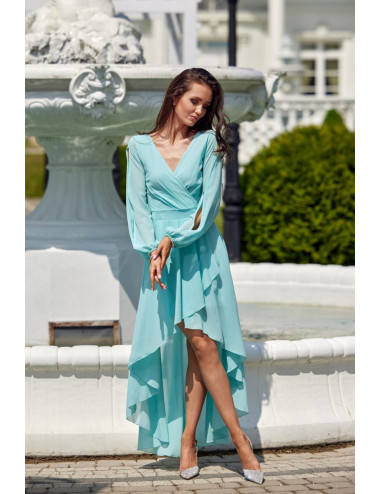 Romee - robe asymétrique à manches longues 