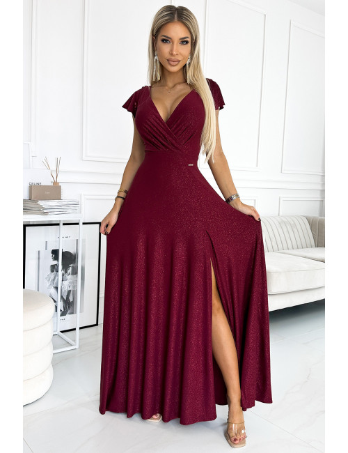 CRYSTAL - Robe longue brillante à décolleté