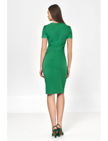 Robe formelle verte à manches courtes 