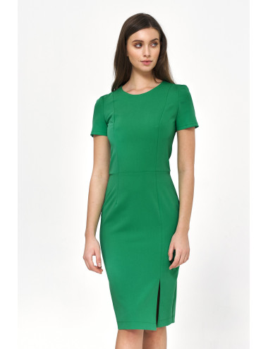 Robe formelle verte à manches courtes 