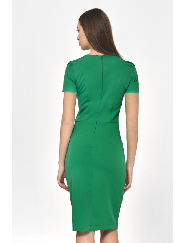 Robe formelle verte à manches courtes 