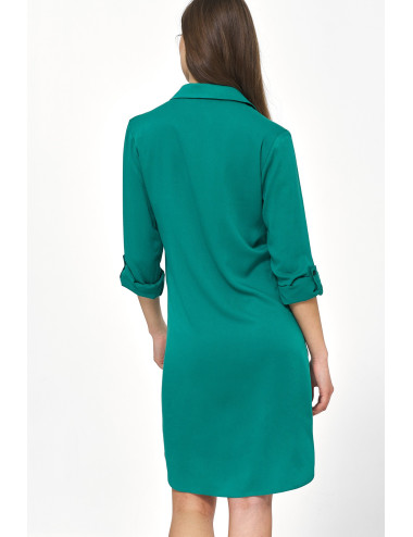 Robe oversize verte à manches retroussées 