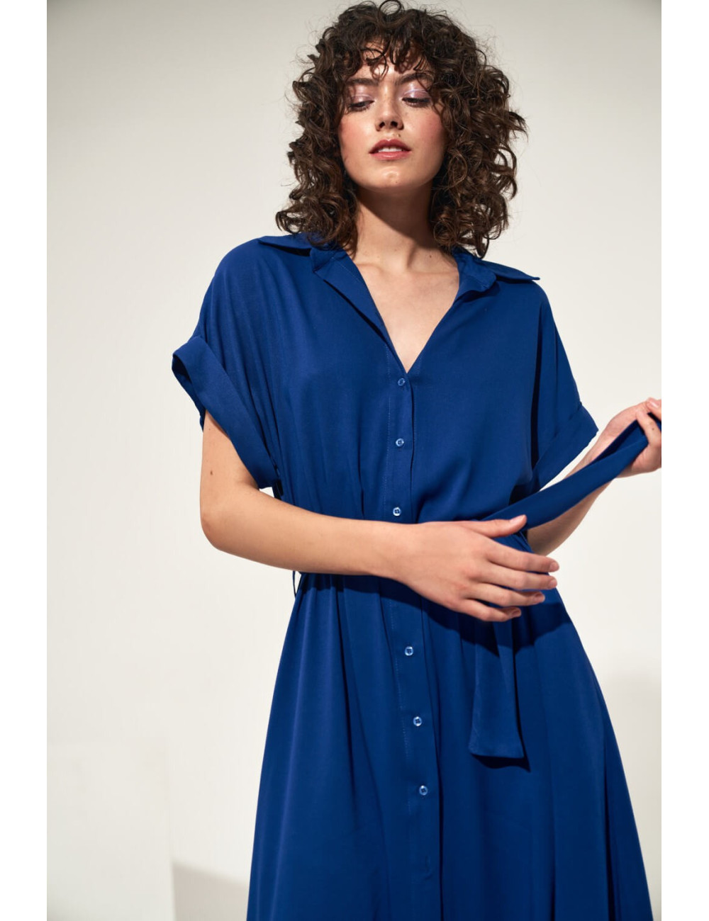 Robe midi en viscose bleu 