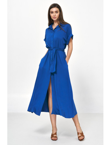 Robe midi en viscose bleu 