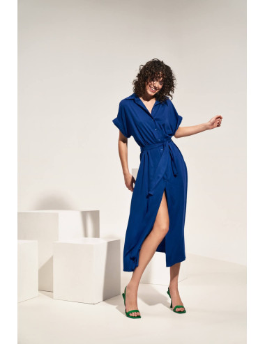 Robe midi en viscose bleu 