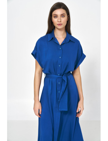 Robe midi en viscose bleu 