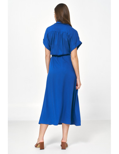 Robe midi en viscose bleu 