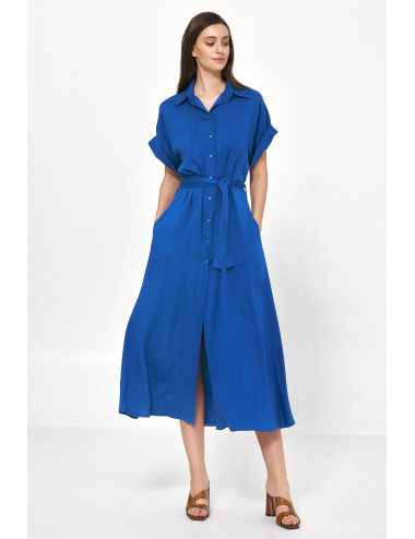 Robe midi en viscose bleu 