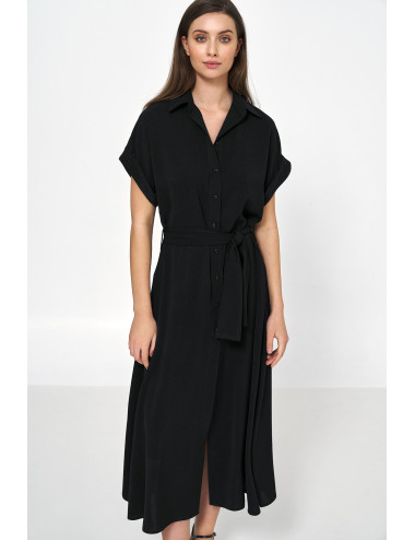 Robe midi en viscose noire 