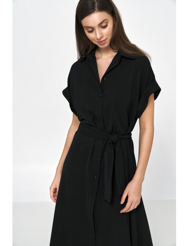 Robe midi en viscose noire 