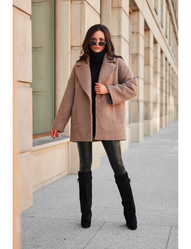 Camila -  long sheepskin jacket with pockets CAP 