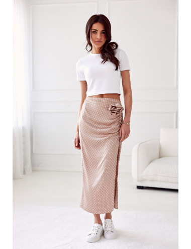 Gabrielle - satin midi skirt with ruffles BEZ 