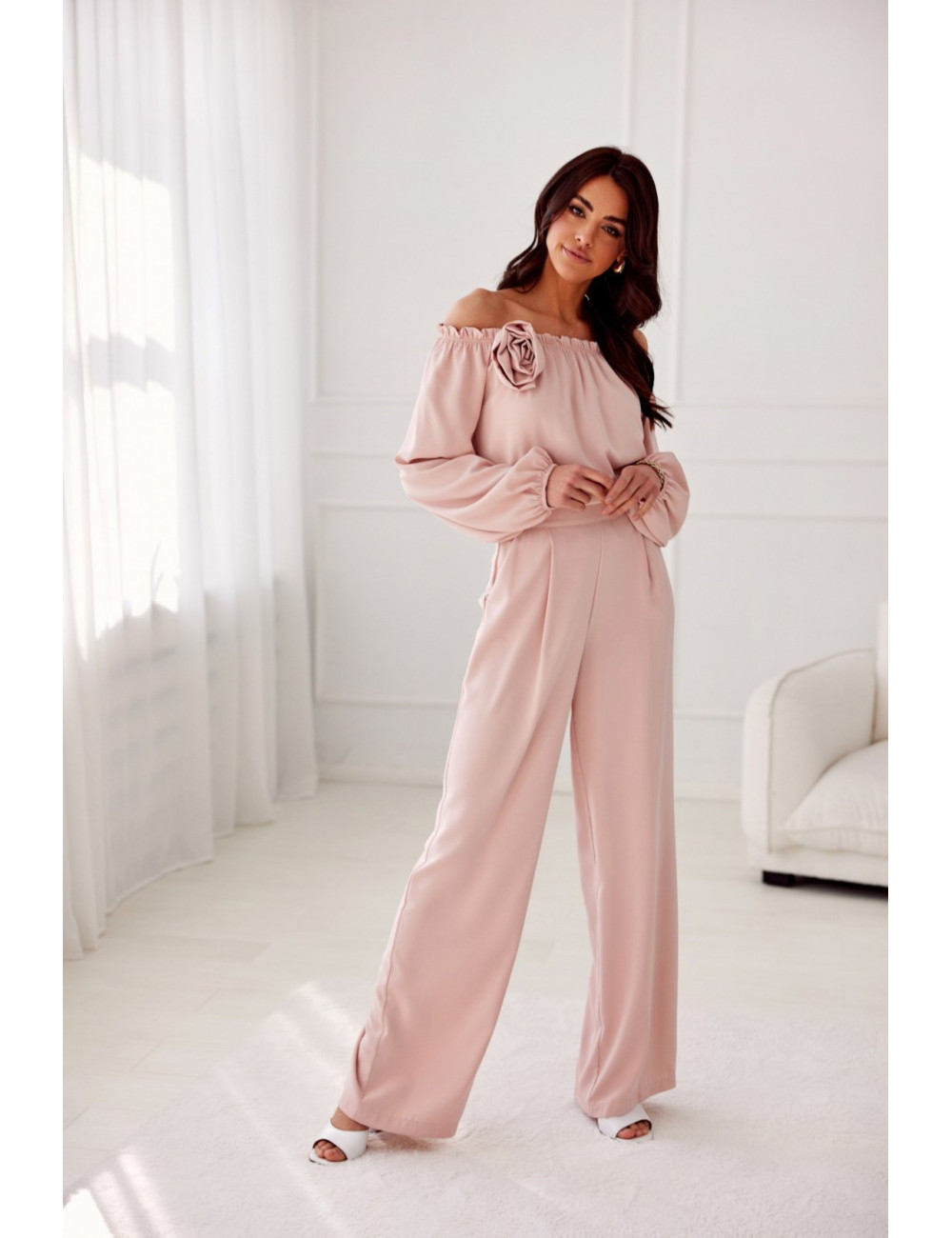 Alaya - long trousers with high waist and pockets ROZ 