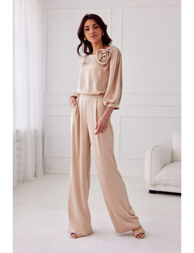 Elsa - long satin high-waist trousers BEZ 