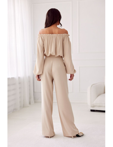 Alaya - long trousers with high waist and pockets BEZ 