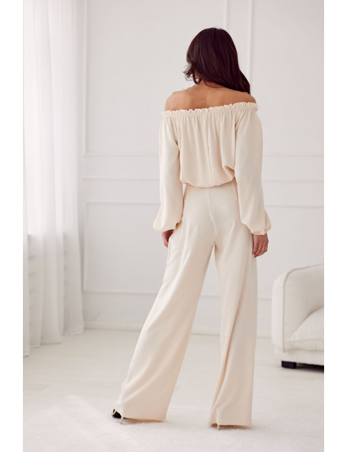 Alaya - long trousers with high waist and pockets BEJ 