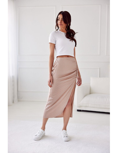 Gabrielle - satin midi skirt with ruffles BEZ 