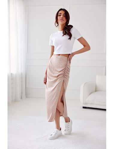 Gabrielle - satin midi skirt with ruffles BEZ 