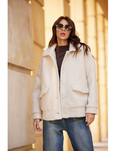 Ivon - oversize jacket of sheepskin type BEJ 