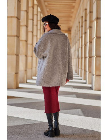 Camila -  long sheepskin jacket with pockets SZJ 