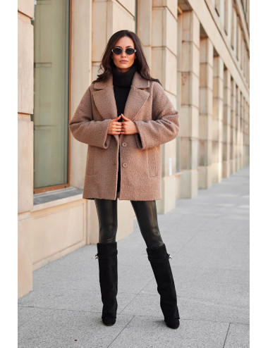 Camila -  long sheepskin jacket with pockets CAP 