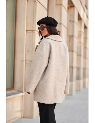 Camila -  long sheepskin jacket with pockets BEJ 