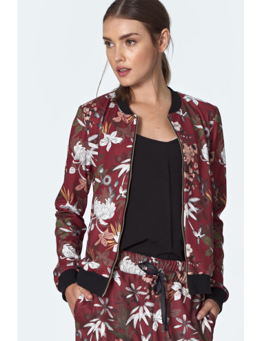 Bomber bordeaux à fleurs 