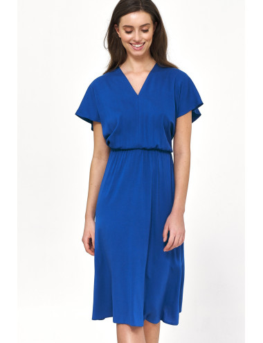 Robe coupe kimono en viscose bleu 