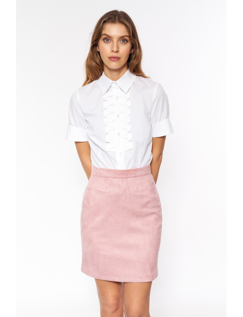 Chemise blanche avec plis à l'encolure 