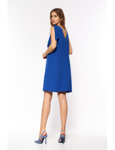 Robe à col en V élégante bleu 