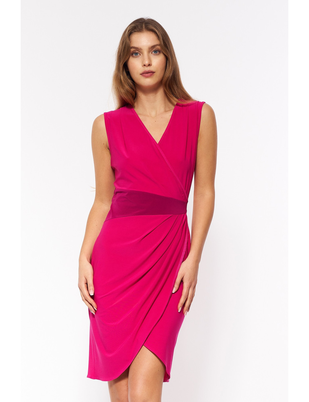 Robe portefeuille, cache coeur fuchsia 